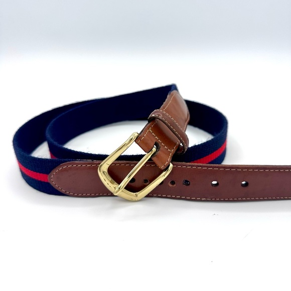 J. Press Navy and Red Wool Canvas Belt